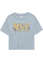 Rally Manhattan Womens Light Blue Floral Short Sleeve T-Shirt
