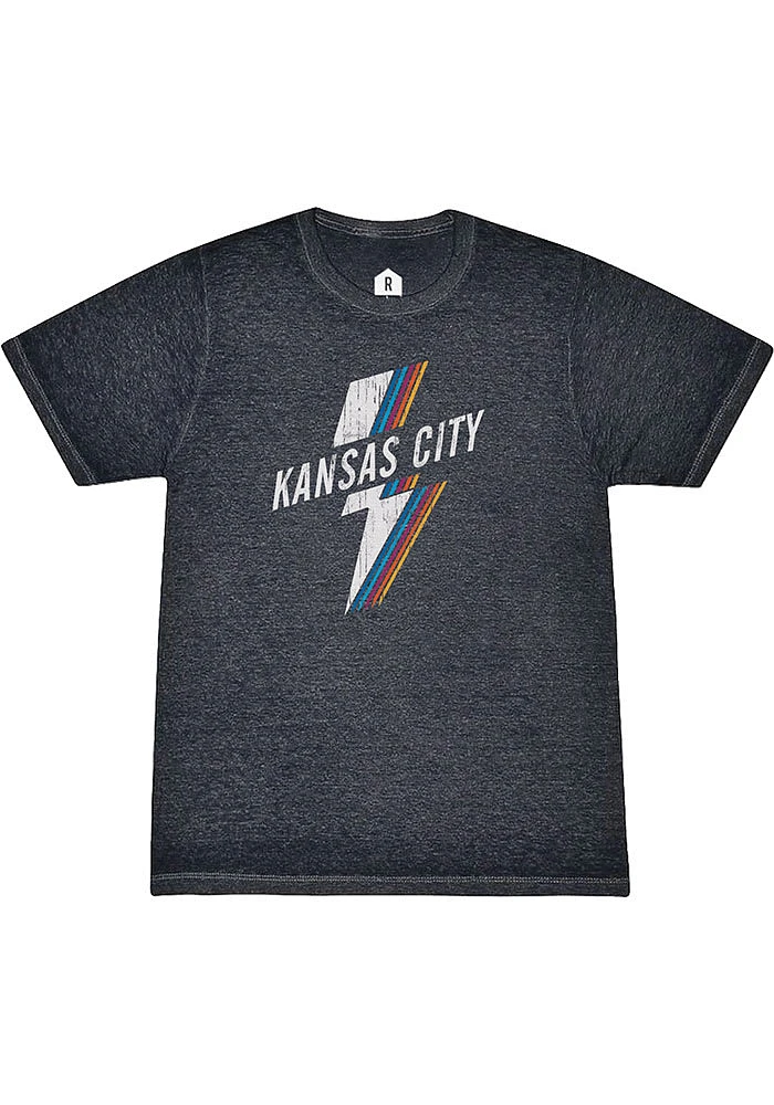 Rally Kansas City Navy Blue Lightening Bolt Short Sleeve Fashion T Shirt