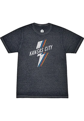 Rally Kansas City Navy Blue Lightening Bolt Short Sleeve Fashion T Shirt