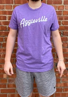 Rally Aggieville Purple RH Script Short Sleeve Fashion T Shirt