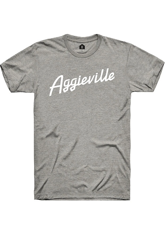 Rally Aggieville Graphite RH Script Short Sleeve Fashion T Shirt