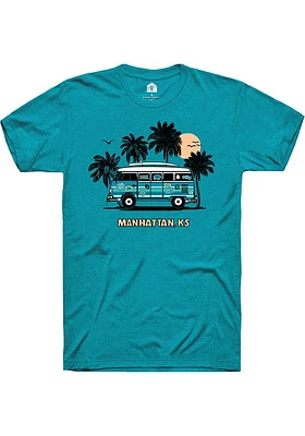 Rally Manhattan Teal Retro Bus Short Sleeve T Shirt