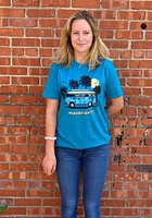 Rally Manhattan Teal Retro Bus Short Sleeve T Shirt