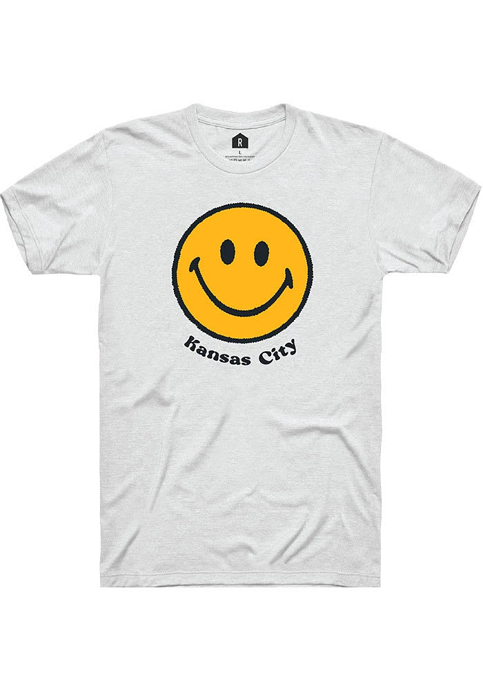 Rally Kansas City White Smiley Face Short Sleeve Fashion T Shirt