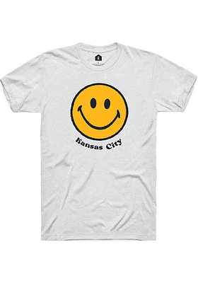 Rally Kansas City White Smiley Face Short Sleeve Fashion T Shirt