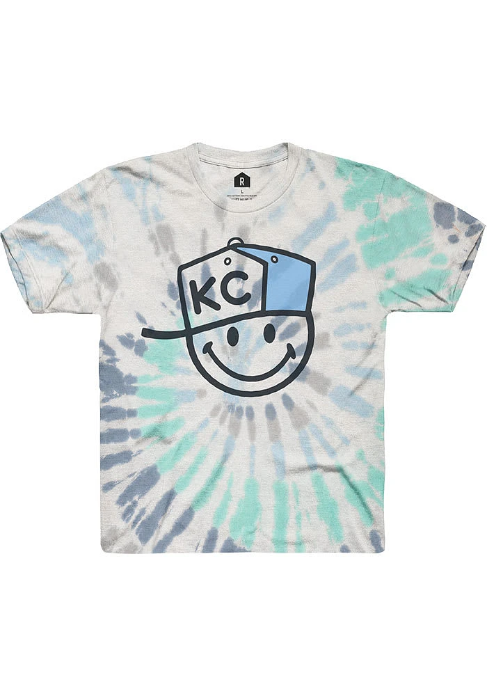 Rally Kansas City Youth Blue Hat Smiley Face Short Sleeve T-Shirt
