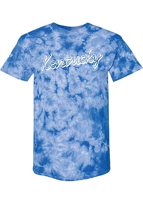Rally Kentucky Womens Blue Retro Script Short Sleeve T-Shirt