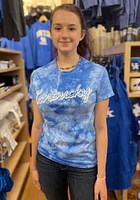 Rally Kentucky Womens Blue Retro Script Short Sleeve T-Shirt