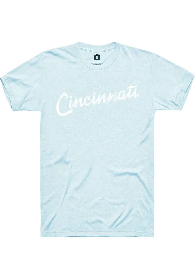 Rally Cincinnati Light Blue RH Script Short Sleeve T Shirt