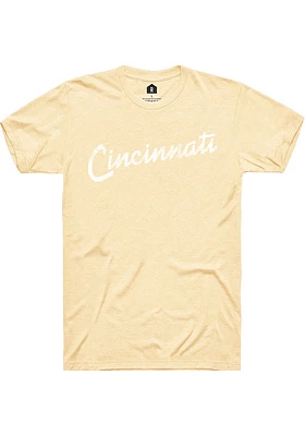 Rally Cincinnati Yellow RH Script Short Sleeve T Shirt
