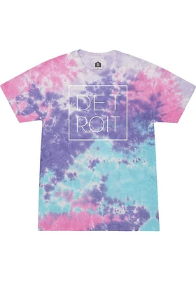 Rally Detroit Womens Purple Square Wordmark Short Sleeve T-Shirt