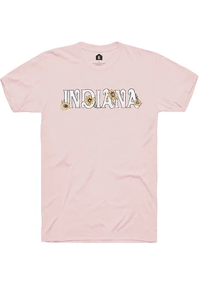 Rally Indiana Womens Pink Floral Short Sleeve T-Shirt