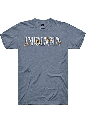 Rally Indiana Womens Light Blue Floral Short Sleeve T-Shirt