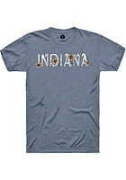 Rally Indiana Womens Light Blue Floral Short Sleeve T-Shirt