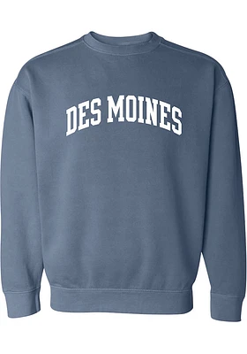 Rally Des Moines Womens Blue Arch Wordmark Crew Sweatshirt