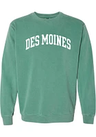 Rally Des Moines Womens Green Arch Wordmark Crew Sweatshirt