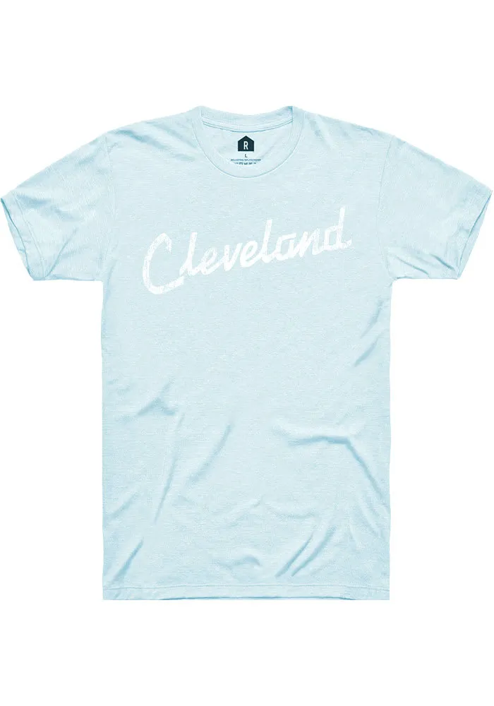 Rally Cleveland Light Blue RH Script Short Sleeve T Shirt