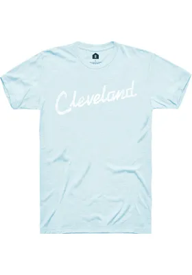 Rally Cleveland Light Blue RH Script Short Sleeve T Shirt