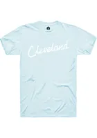 Rally Cleveland Light Blue RH Script Short Sleeve T Shirt