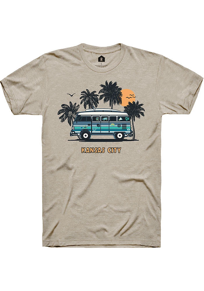 Rally Kansas City Tan Retro Bus Short Sleeve Fashion T Shirt