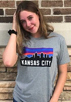 Rally Kansas City Graphite Block Skyline Short Sleeve Fashion T Shirt