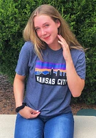Rally Kansas City Navy Blue Block Skyline Short Sleeve Fashion T Shirt