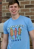 Rally Kansas City Light Blue Hot Dog Derby Short Sleeve Fashion T Shirt