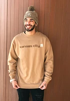 Rally Kansas City Mens Tan Rugged Wordmark Long Sleeve Crew Sweatshirt