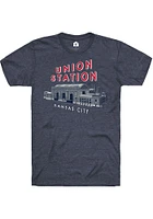 Rally Kansas City Navy Blue Union Station Building Short Sleeve Fashion T Shirt