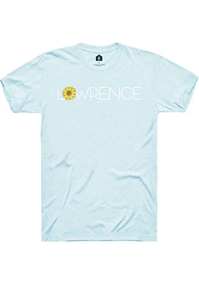 Rally Lawrence Light Blue Sunflower Wordmark Short Sleeve T Shirt