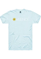 Rally Lawrence Light Blue Sunflower Wordmark Short Sleeve T Shirt