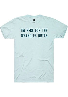 Rally Oklahoma Womens Light Blue Wrangler Butts Short Sleeve T-Shirt