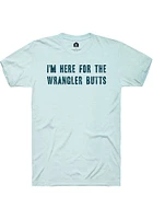 Rally Oklahoma Womens Light Blue Wrangler Butts Short Sleeve T-Shirt
