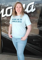 Rally Oklahoma Womens Light Blue Wrangler Butts Short Sleeve T-Shirt