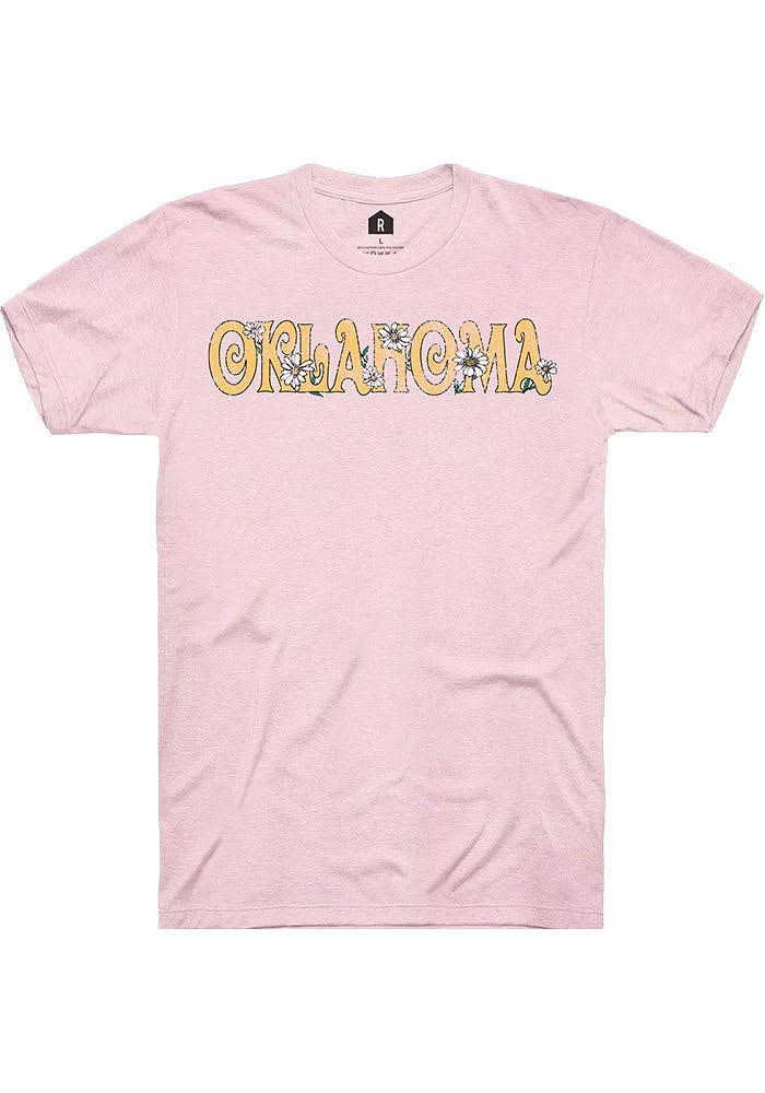 Rally Oklahoma Womens Pink Floral Short Sleeve T-Shirt