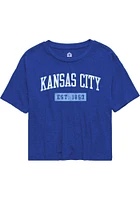 Rally Kansas City Womens Blue EST Arch Wordmark Short Sleeve T-Shirt