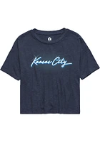 Rally Kansas City Womens Navy Blue Bayshore Wordmark Short Sleeve T-Shirt