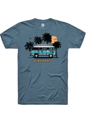 Rally Cincinnati Teal Bus Short Sleeve Fashion T Shirt