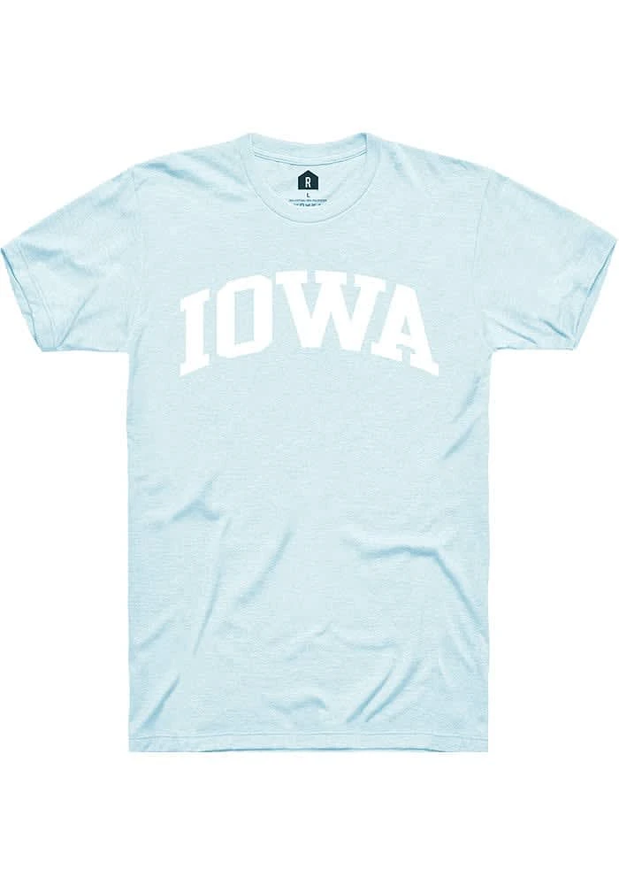 Rally Iowa Light Blue Arch Wordmark Short Sleeve T Shirt