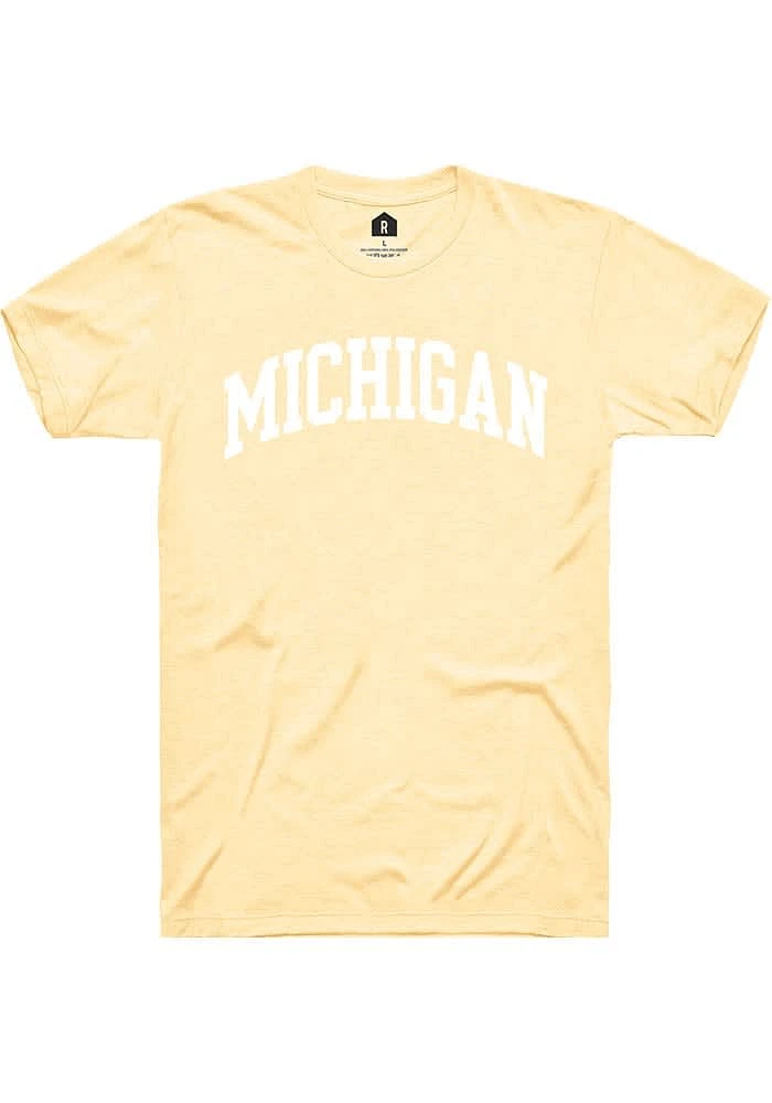 Rally Michigan Yellow Arch Wordmark Short Sleeve T Shirt