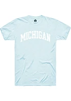 Rally Michigan Light Blue Arch Wordmark Short Sleeve T Shirt