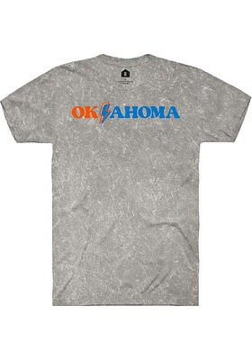 Rally Oklahoma Grey Lightening Bolt Short Sleeve T Shirt
