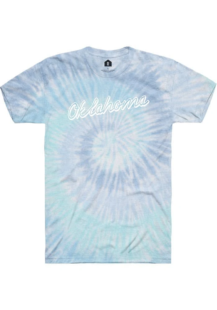 Rally Oklahoma Womens Light Blue Retro Script Short Sleeve T-Shirt