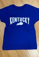 Rally Kentucky Youth Blue Wordmark State Shape Short Sleeve T-Shirt