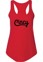 Rally Cincinnati Womens Red Flowy Wordmark Tank Top