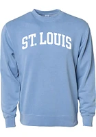 Rally St Louis Mens Light Blue Arch Wordmark Long Sleeve Crew Sweatshirt