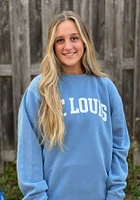 Rally St Louis Mens Light Blue Arch Wordmark Long Sleeve Crew Sweatshirt