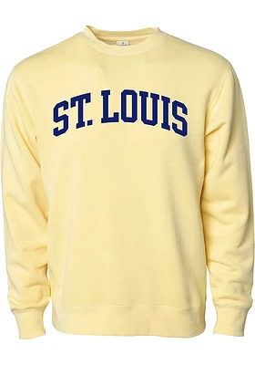Rally St Louis Mens Yellow Arch Wordmark Long Sleeve Crew Sweatshirt