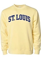 Rally St Louis Mens Yellow Arch Wordmark Long Sleeve Crew Sweatshirt
