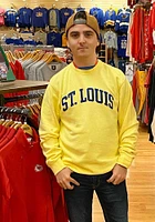 Rally St Louis Mens Yellow Arch Wordmark Long Sleeve Crew Sweatshirt